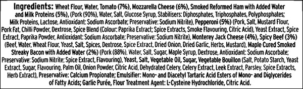 pizza food label